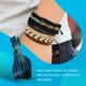 thumbnail image 3 of Minnieouse Diseño Simple tobillera brazalete cuerda trenzada llavero cordón bolso cuerdas joyería DIY artesanía Ropa, zapatos y accesorios Miscelánea Lago Negro Azul Minnieouse AP015838-01B, 3 of 6