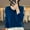 Dark Blue, variant on 2026 Winter Sweater Orange Sweater Long Sleeves V-Neck Full Zip Hoodie Solid Color Warm Hoodie Loungewear Hoodie(L)