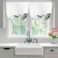 thumbnail image 4 of Dandelion Tie Up Curtains 45 Inches Long, Kitchen Window Curtains Over Sink, Black White Modern Country Rustic Plants Small Window Curtains Shade Balloon Curtains Valances for Bedroom/Cafe 34"x45", 4 of 8