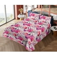 thumbnail image 4 of Ambesonne Magnolia Pattern Fitted & Flat Sheet with Shams 4 Pcs Set, Reduncles Floral, Full, Hot Pink Pale Pink Mauve, 4 of 5