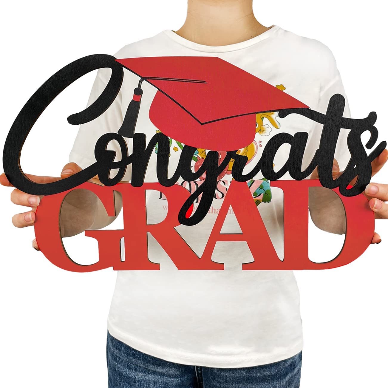 graduation-2023-wood-sign-decoration-congrats-grad-wood-cutout-sign-red