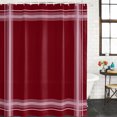 thumbnail image 4 of Extra Long Shower Curtain 72x96 Inch, Vintage Red Shower Curtain Waterproof Bathroom Decor, Minimalist Lines Grid Art Rustic Fabric Bath Curtain Set Accessories with Hooks, 4 of 7