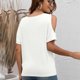 thumbnail image 4 of Camiseta básica de manga larga con hombros descubiertos para mujer, camisetas, dobladillo cruzado (blanco), 4 of 5