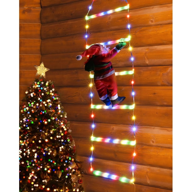 Escalera decorativa LED Toodour con luz navideña con Papá Noel de 2.5 pies
