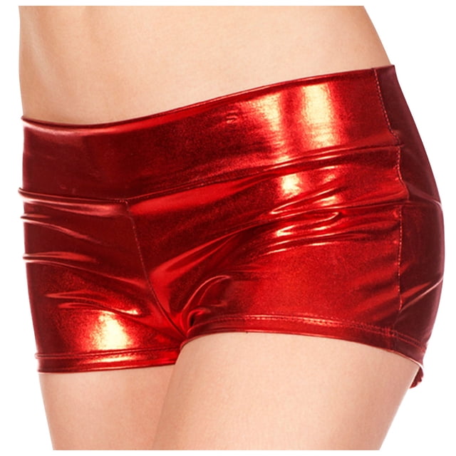 PMUYBHF Metallic Rave Booty Dance Shorts Imitation Light Women Short Underwear 11844 S