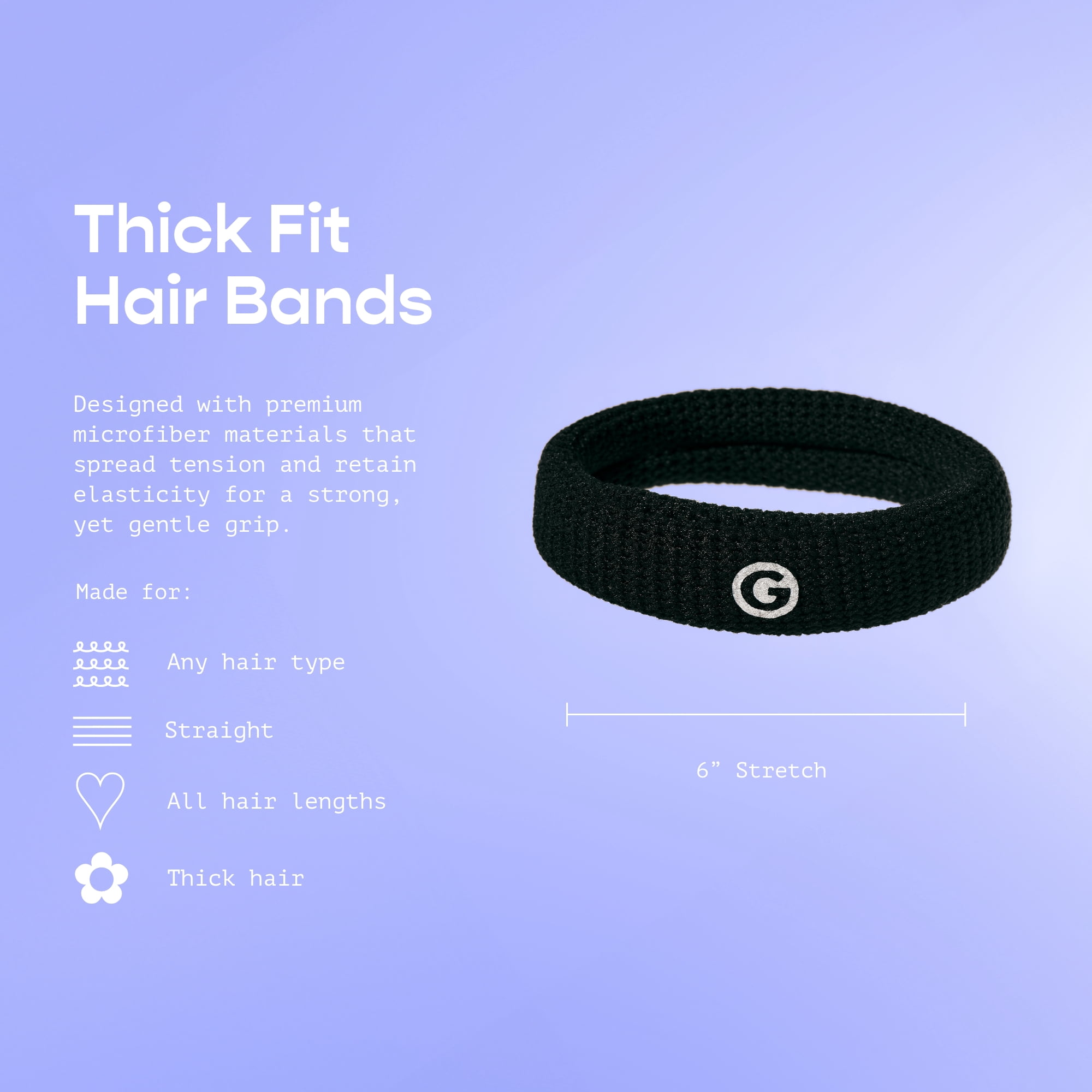 Gimme Beauty Thick Hair Bands 6ct Black