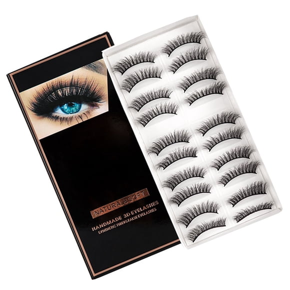 UPGRATOR 10 Pares De Pestañas Falsas De Con Curvo Para Maquillaje Natural Y Reutilizable