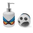thumbnail image 2 of Ambesonne Butterfly Soap Dispenser & Toothbrush Holder Set, Cycle of Life Theme, 2 Pcs, Orange Blue Black, 2 of 6