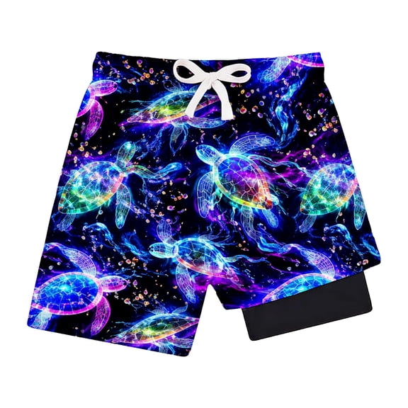 XAOFW Boys Swim Trunks With Compression Liner Cartoon Printed Beach Shorts Lightweight Swimming Shorts Beach Sports Cozy Bottoms