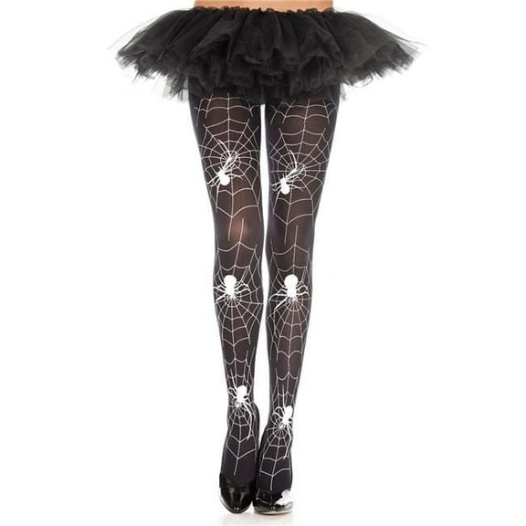 Music Legs Women's Spider and Web Black White Print Pantyhose