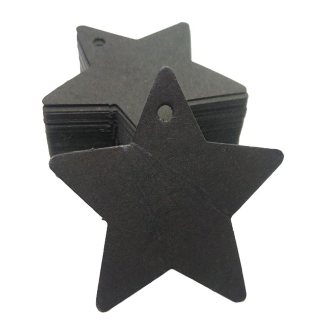 simhoa 100Pcs Star Shaped Gift Tags Crafts Gift Wrapping Tags for Home Party Favors Black
