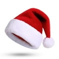 thumbnail image 1 of Gorro navideño grueso de terciopelo para adultos y niños, adornos navideños, gorro largo de pelusa corta, gorro de celosía rojo y blanco, 1 of 4