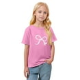 thumbnail image 3 of CCRFTGI Shirts for Girls Trendy Short Sleeve Bowknot Print Tops Summer Crewneck Shirt Fashion Loose Comfy Solid Clean Girl Aesthetic Pink 11-12Y, 3 of 5