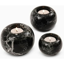 Radicaln Black Marble 4 inch Tealight Candle Holder Set of 3 - Votive Candle Holders and Tea Lights for Wedding Centerpieces & Elegant Table Accent Décor