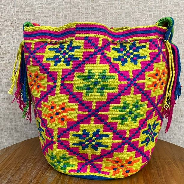 WAYUU Sac à bandoulière colombien fait main mochila crochet multicolore