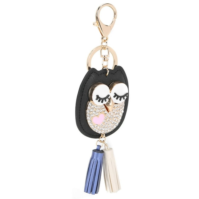 YLSHRF Owl Shape Keychain Bag Alloy Owl Keychain Animal Pendant Keyring Black Durable For Car Keys Wallets Mobile Phones Handbags
