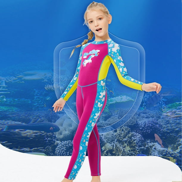 2.5MM Kids Wetsuit Diving Suit Neoprene Keep Warm Sunscreen Full Body Swimming  Suit Swimwear Jumpsuit Surf Suit for Girls Youth Teen Toddler Child M 