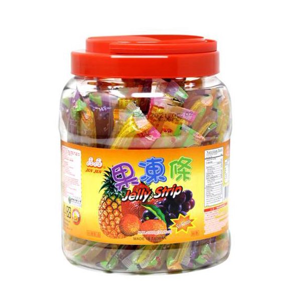 Jin Jin Fruit Jelly Strip Straws Candy Sticks Assorted Flavors 35.26 Oz (1000 g) Jar