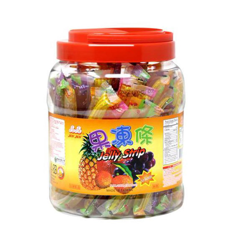 Jin Jin Fruit Jelly Strip Straws Candy Sticks Assorted Flavors 35.26 Oz (1000 g) Jar Walmart