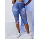 thumbnail image 2 of Talla grande WIDFLOWER 3D JEAN IMPRESIÓN METGUMINGS CRESTPED Rosegal Leggings de talla grande, 2 of 5