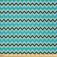 thumbnail image 2 of Ambesonne Seafoam Fabric by the Yard Microfiber, Retro Inspirations Chevron, 5 Yards, Seafoam Blue Black, 2 of 2