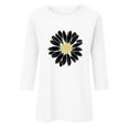 thumbnail image 3 of QQAMB Womens T Shirt 3/4 Sleeve Crewneck Daisy Print Loose Casual T Shirt Fall Fashion Tops White 5XL, 3 of 4
