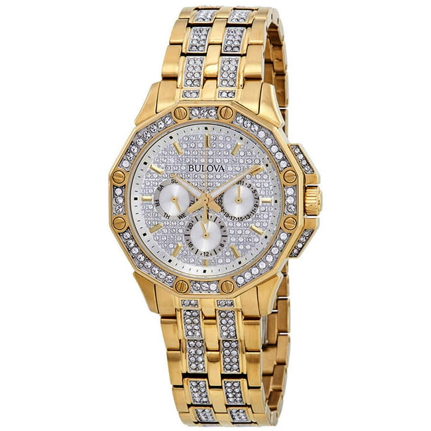 Bulova Bulova Men's Swarovski Crystal Watch GoldTone Bracelet