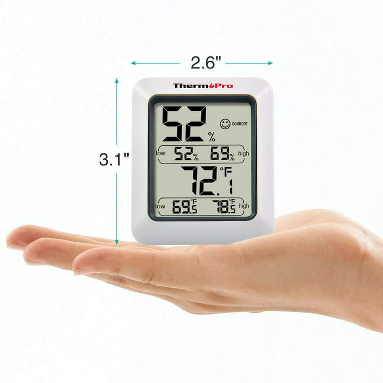 ThermoPro TP50 White Portable Digital Humidity Gauge Monitor Room