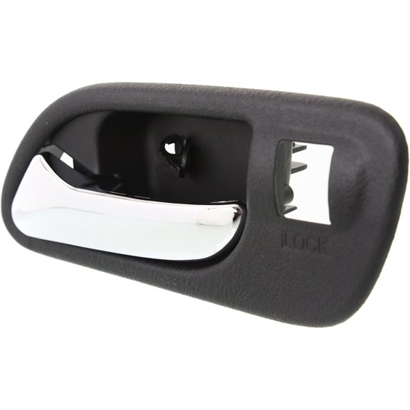 Interior Door Handle Compatible with 2001-2006 Acura MDX Front, Driver Side Chrome Lever with Black Bezel