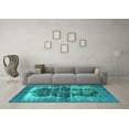 thumbnail image 3 of Ahgly Company Machine Washable Indoor Rectangle Persian Turquoise Blue Bohemian Area Rugs, 2' x 5', 3 of 4