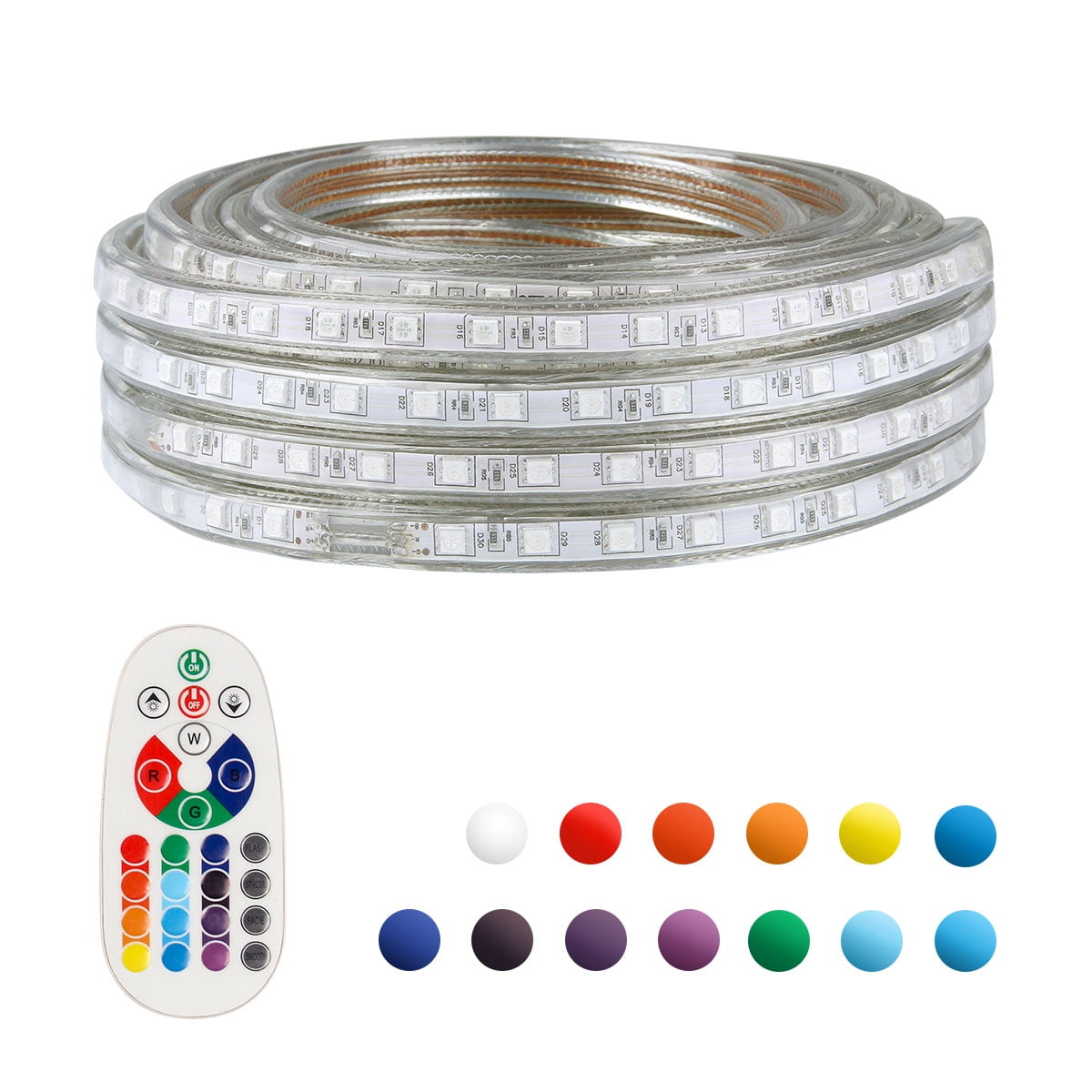 30FT RGB LED Rope Strip Light, Waterproof, Multi-color, Controller, Flexible for Home, Party, Holiday Decor