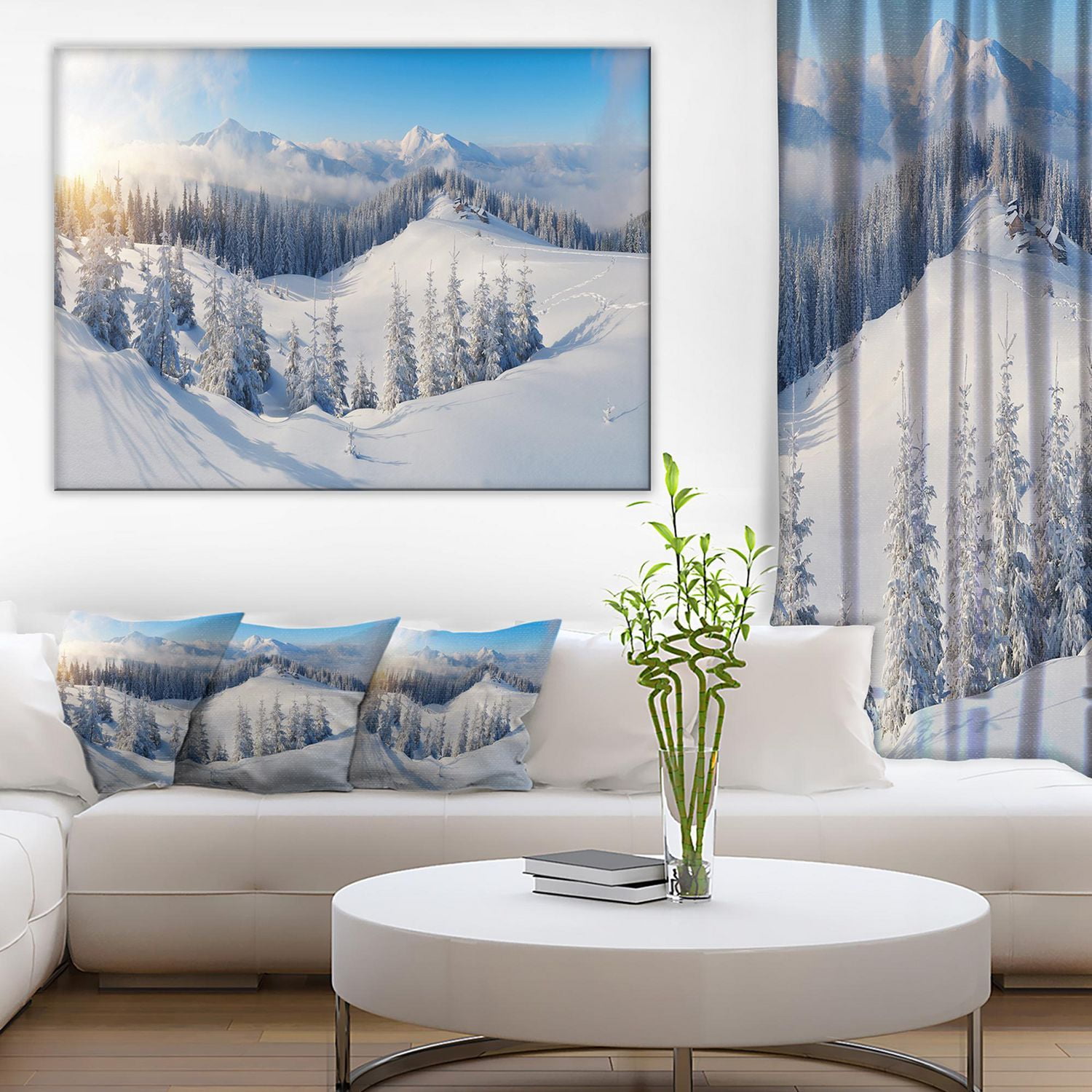 Designart Winter Mountains Panorama Canvas Wall Art