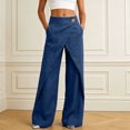 thumbnail image 6 of JUUNthy Womens Cross Front Palazzo Pants, High Waist Wide Leg Loose with Pockets 2026 Casual Fashion Vacation Pants Khaki 2XL, 6 of 10