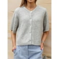 thumbnail image 3 of Michellecmm  Women's Solid Color Cardigan Short Sleeve Button Down Sweater, 3 of 8