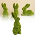 thumbnail image 3 of asddcavvf Resin Flocked Bunny Figurines Green Bunnies For Easter Small Decorative Rabbit Statues For Home Spring Tabletop Centerpiece Outdoor Decorating Cowboy Statue Bed Frame with Headboard, 3 of 8