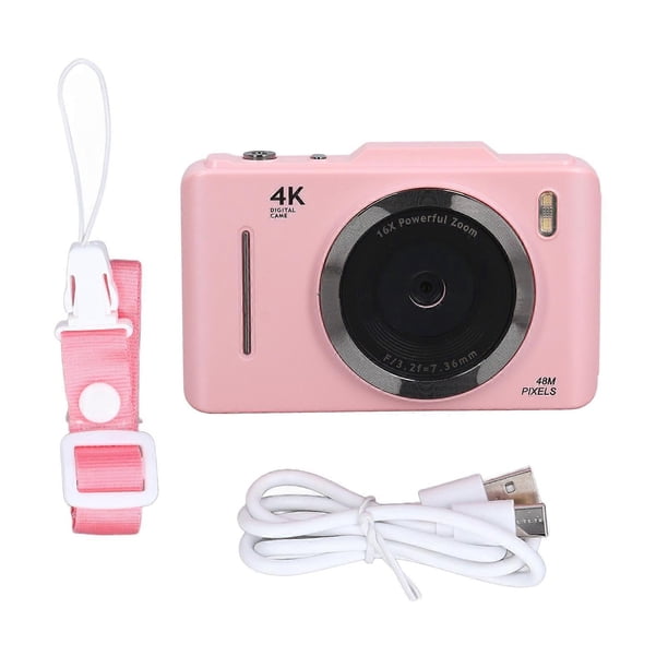 4K Digital Camera 48MP 2.8 Inch IPS HD Screen 16X Digital Zoom Autofocus Portable Pocket Video Camera for Travel Vlogging Pink