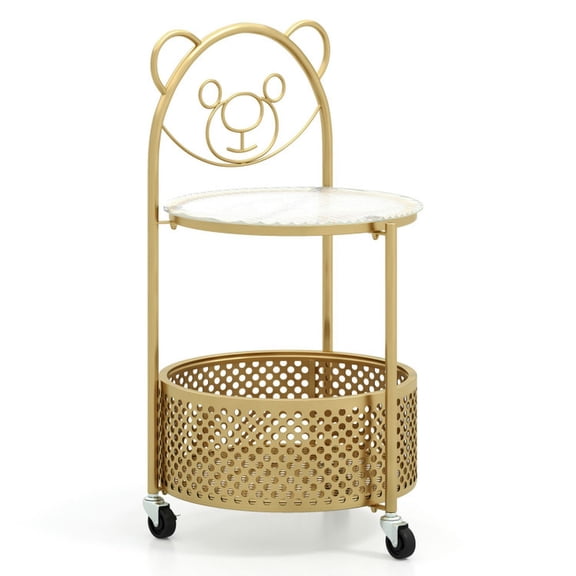 Kadyn End Tables,Side Tables,Modern Sofa Side Table on Lockable Wheels for Living Room Bedroom Study-Gold
