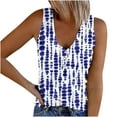 thumbnail image 2 of HOMBOM Tank Tops Blue Sleeveless V-neck Button T-shirt Fashion Print Trendy Tops for Women L, 2 of 5