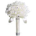 thumbnail image 2 of Ramos de boda, rosas de seda de perlas de cristal, dama de honor nupcial, ramo de mano de boda, flores artificiales falsas (18 cm 24 cm, paquete de 4 blanco cremoso): Home & Cocina Fason SNFLD1786, 2 of 7