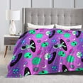 thumbnail image 4 of DouZhe Ultra-Soft Micro Fleece Lightweight Flannel Bed Blanket, Cartoon Aliens Space Vaporwave Print Cozy Warm Throw Blankets, 60"x50", 4 of 7