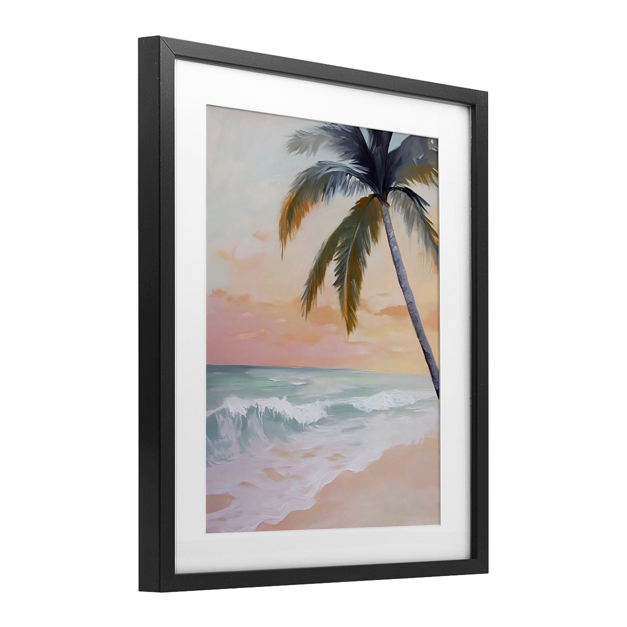 Stupell Industries Tranquil Sunset & Beach Palm Black Framed Print Under Glass, design by Creative Studio