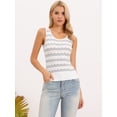 thumbnail image 4 of DARING DIVA Women's Striped Sleeveless Crew Neck Knit Casual Cami Tops XS White, 4 of 6
