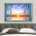 thumbnail image 2 of wall26 Canvas Print Wall Art Window View Vibrant Sunset Tropical Ocean Horizon Wilderness Nature Photography Realism Scenic Landscape Colorful Multicolor for Living Room, Bedroom, Office - 16"x2, 2 of 5
