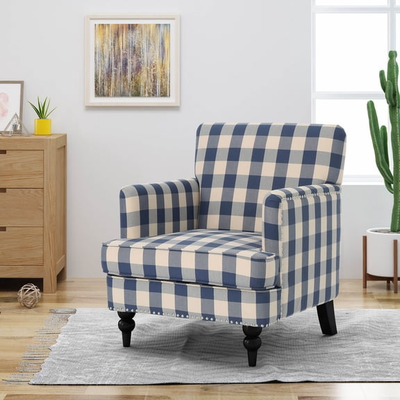 Fabric Accent Chairs, HARRISON TUFTED CLUB CHAIR, Blue Accent Chairs,Fabric Modern Accent Chairs, Furniture Primary Living Space Chairs & Accent Seating
