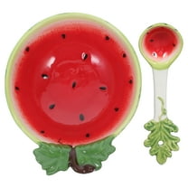 unbranded  Straw Decoration Ceramic Watermelon Bowl and Plate