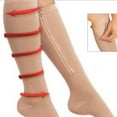 thumbnail image 3 of Zipper Compression Socks Women with Open Toe Toeless Support Stockings Easy on Knee High Socks, 3 of 6