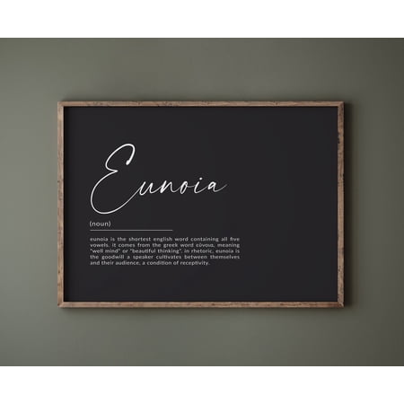 Eunoia Definition Greek Word Art, Unframed Paper Print Size 8x12