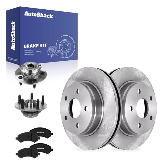 AutoShack Front Vented Brake Rotors   Ceramic Pads   Hub Bearing Assembly 8-PC Brake Kit Replacement for 2006-2008 Dodge Ram 1500 13.22" (335.9 mm)