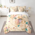 thumbnail image 2 of Homewish Orange Floral 7-Piece Twin Bedding Sets,Chic Pearl Bedding Comforter Set,Romantic Valentine'S Day Sheet Sets For Men Women,Ultra Soft Home Decor Reversible, 2 of 8