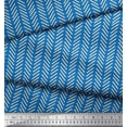 thumbnail image 2 of Soimoi Blue Velvet Fabric Stripe & Diagonal Line Geometric Print Sewing Fabric Yard 58 Inch Wide, 2 of 3